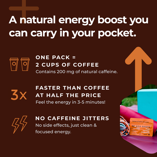 Mocca Shots Energy Gummies with Caffeine Salted Caramel 12 Pack