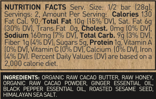 Ginger with Black Pepper Chocolate bar - Pack of 3