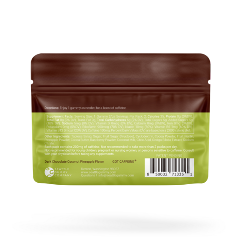 Mocca Shots Energy Gummies with Caffeine  Coconut Pineapple 12-Pack