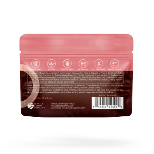 Sugar Free Mocca Shots Caffeine Gummies Dark Chocolate Strawberry 12