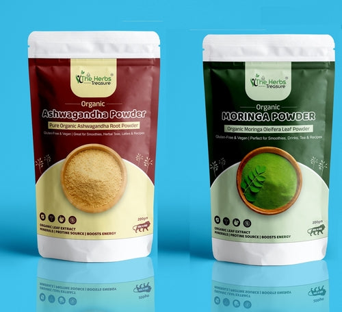 MIE Combo of Organic Ashwagandha Powder & Organic Moringa Powder